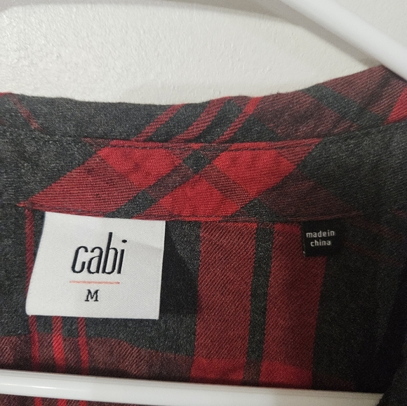 Cabi Red And White Plaid Button V Neck Blouse! - Picture 2 of 5